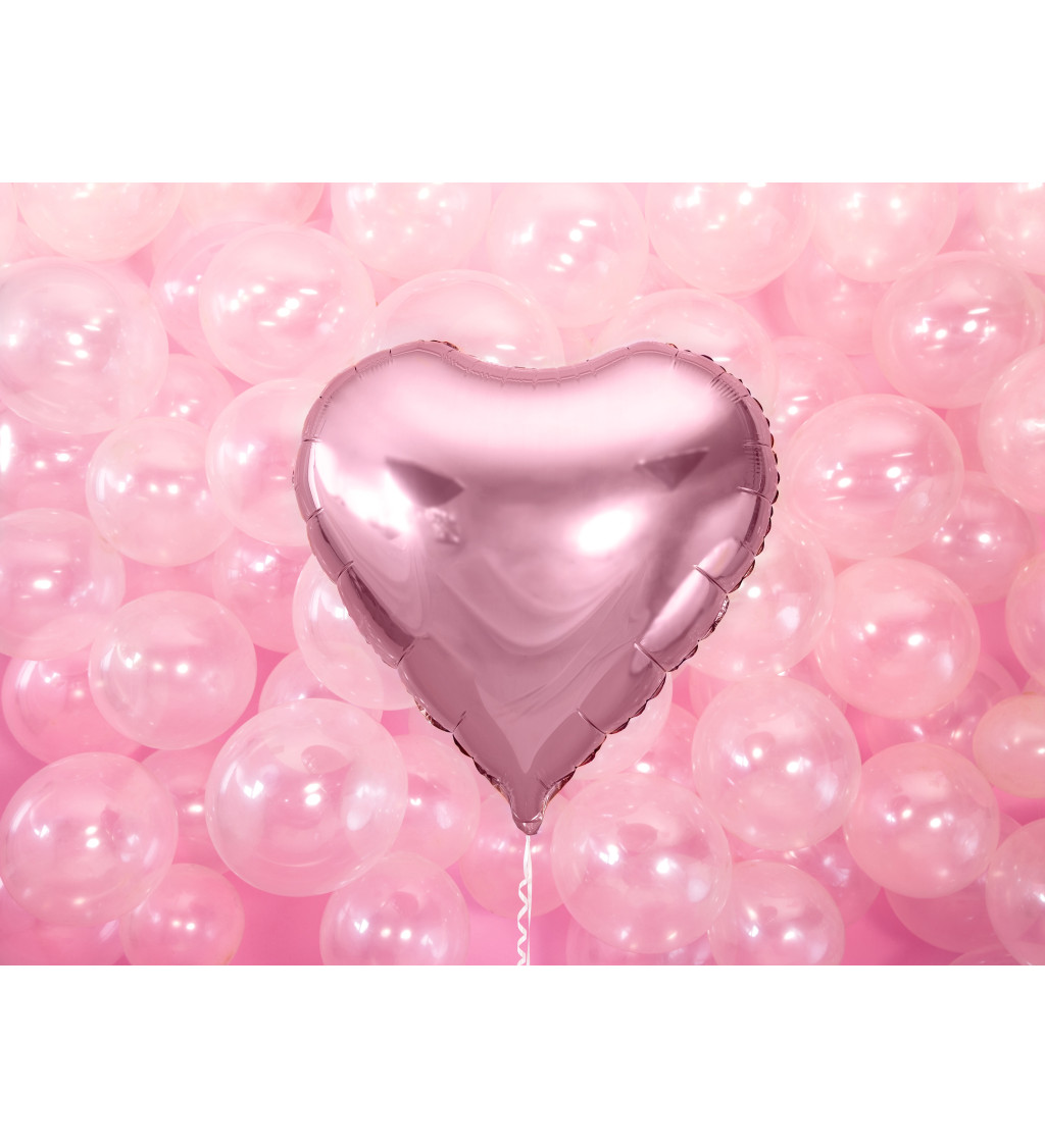 Fóliový balónek srdce - metalický růžový