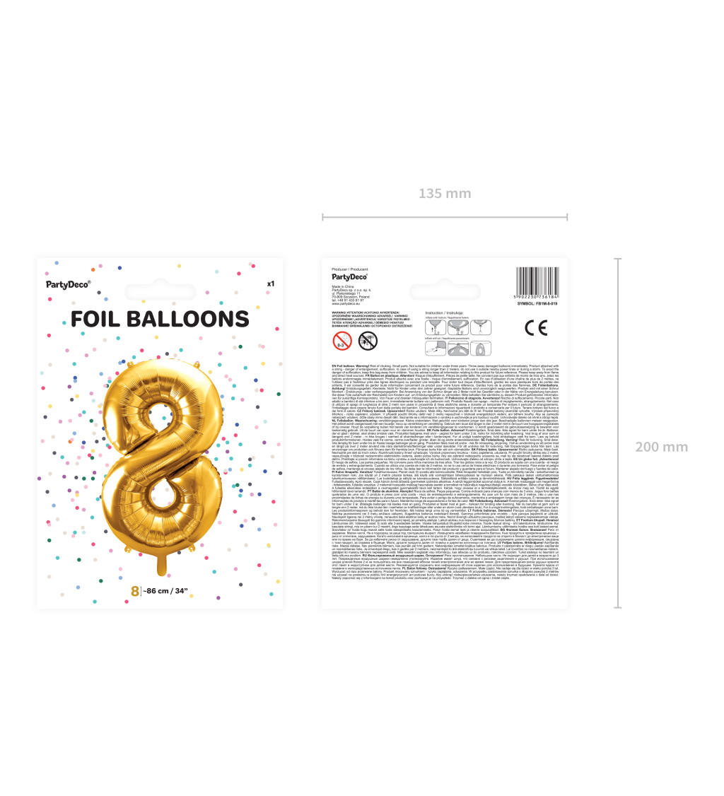 Fóliový balónek 8 - zlatý