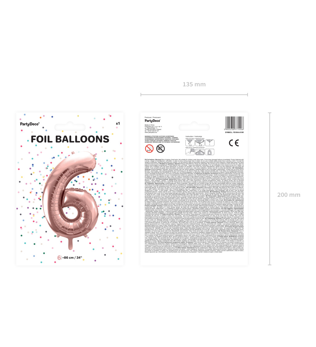 Fóliová číslice 6 balónek