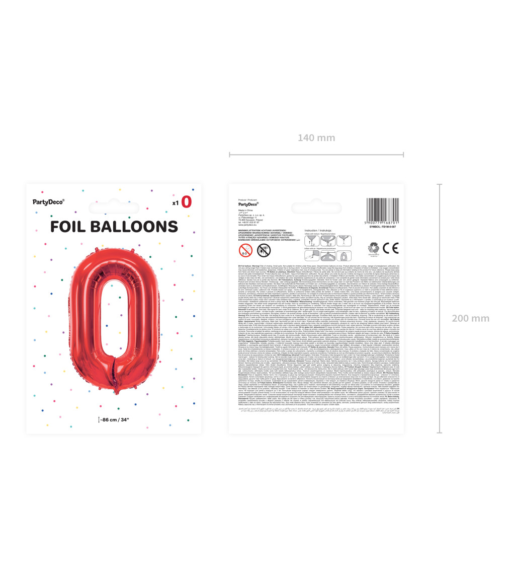 Fóliový červený balónek 0