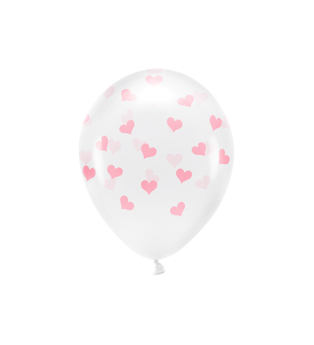 ECO balónky - bílé s růžovými srdíčky