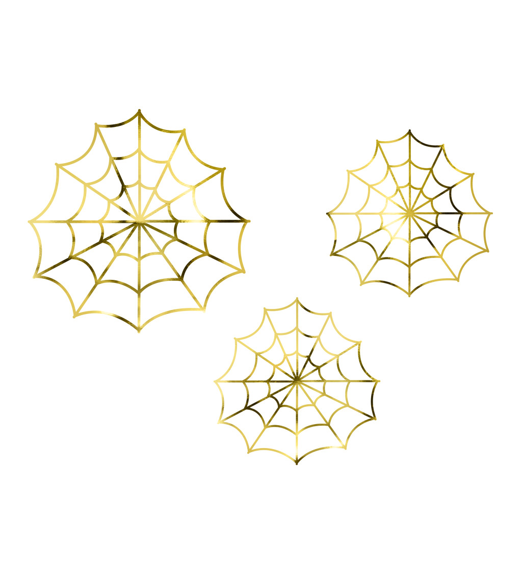 Dekorace - pavučina zlatá 3 ks