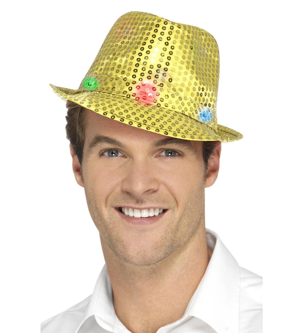 Flitrový klobouk - žlutý
