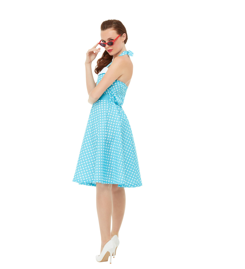 Modré šaty - Pin Up z 50. let