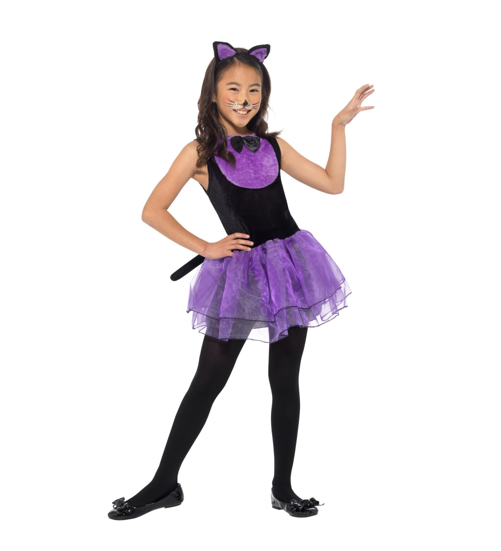 Fialová kočička - dětský kostým