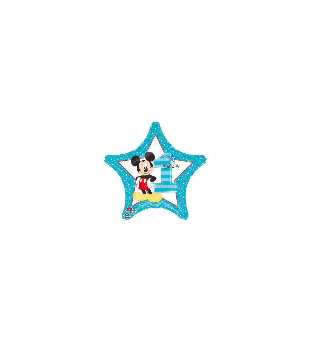 Balónek hvězda Mickey - 1st birthady