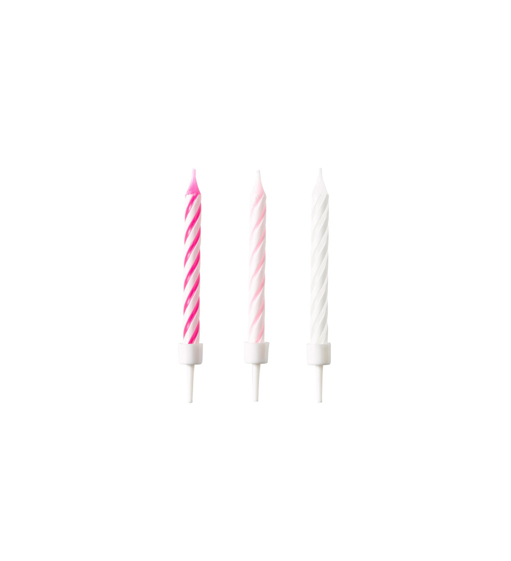 Růžové spirálové svíčky - narozeniny
