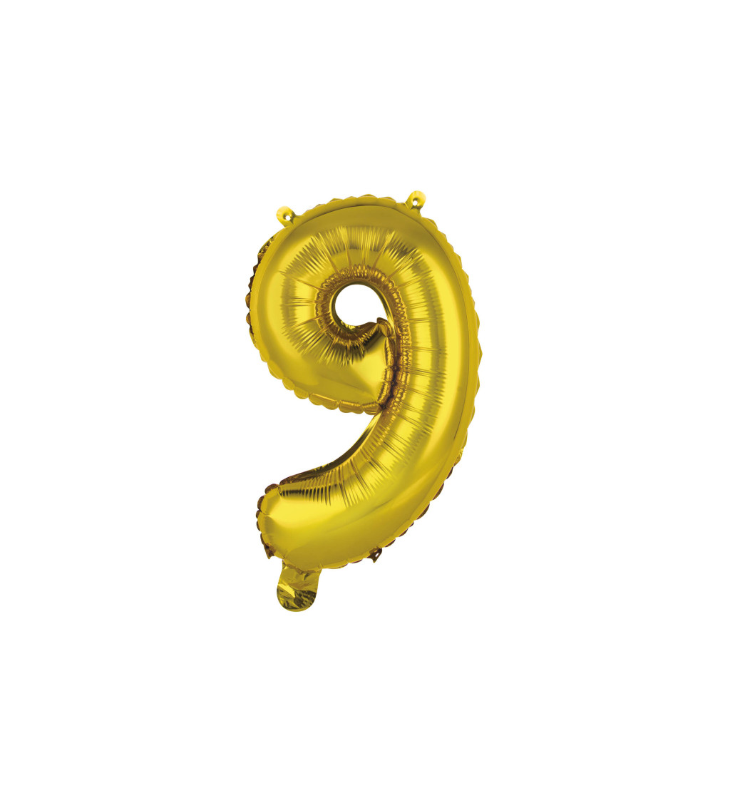 Malý zlatý fóliový balónek "9"