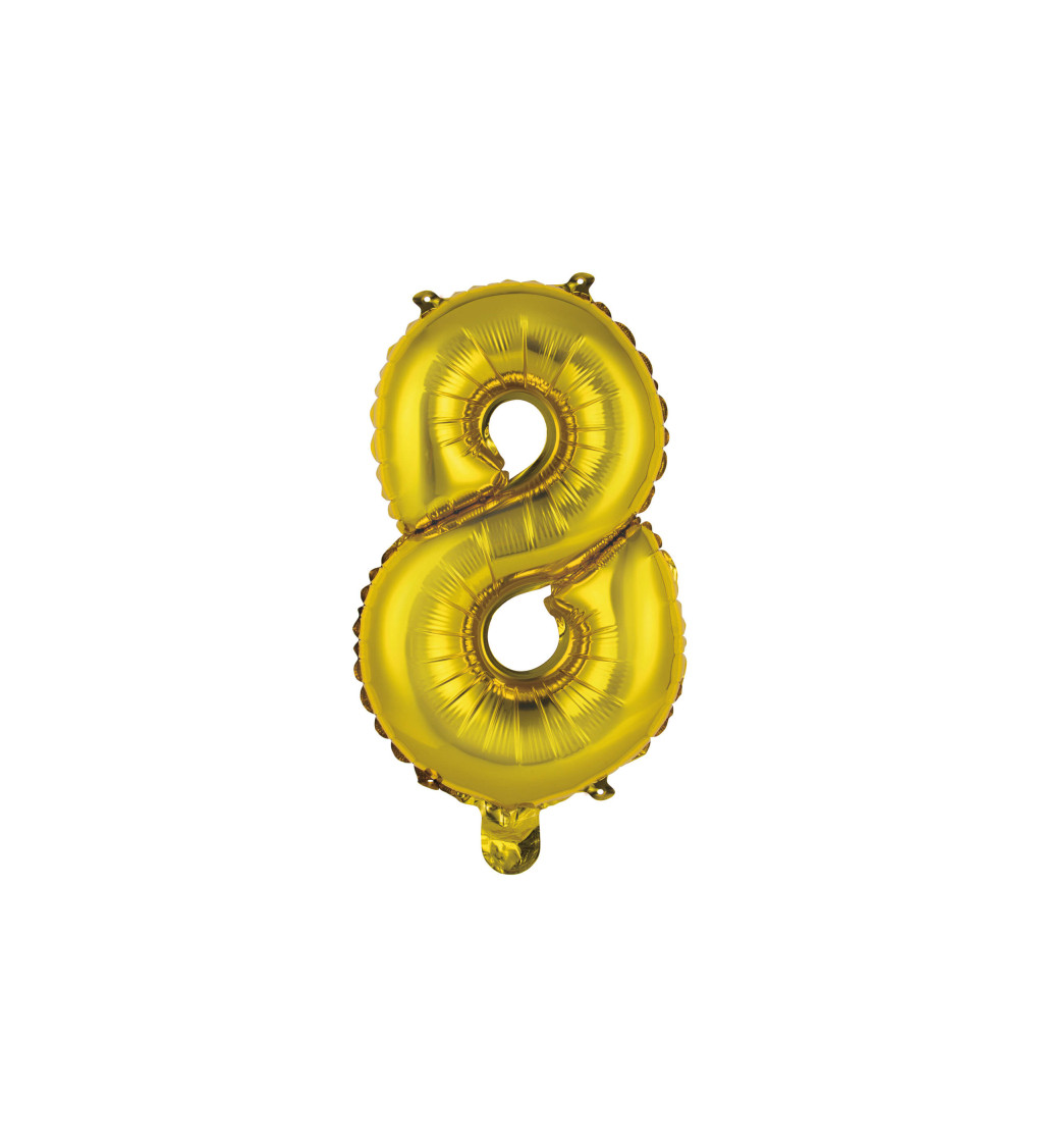 Zlatý fóliový balónek čísla 8 - malý