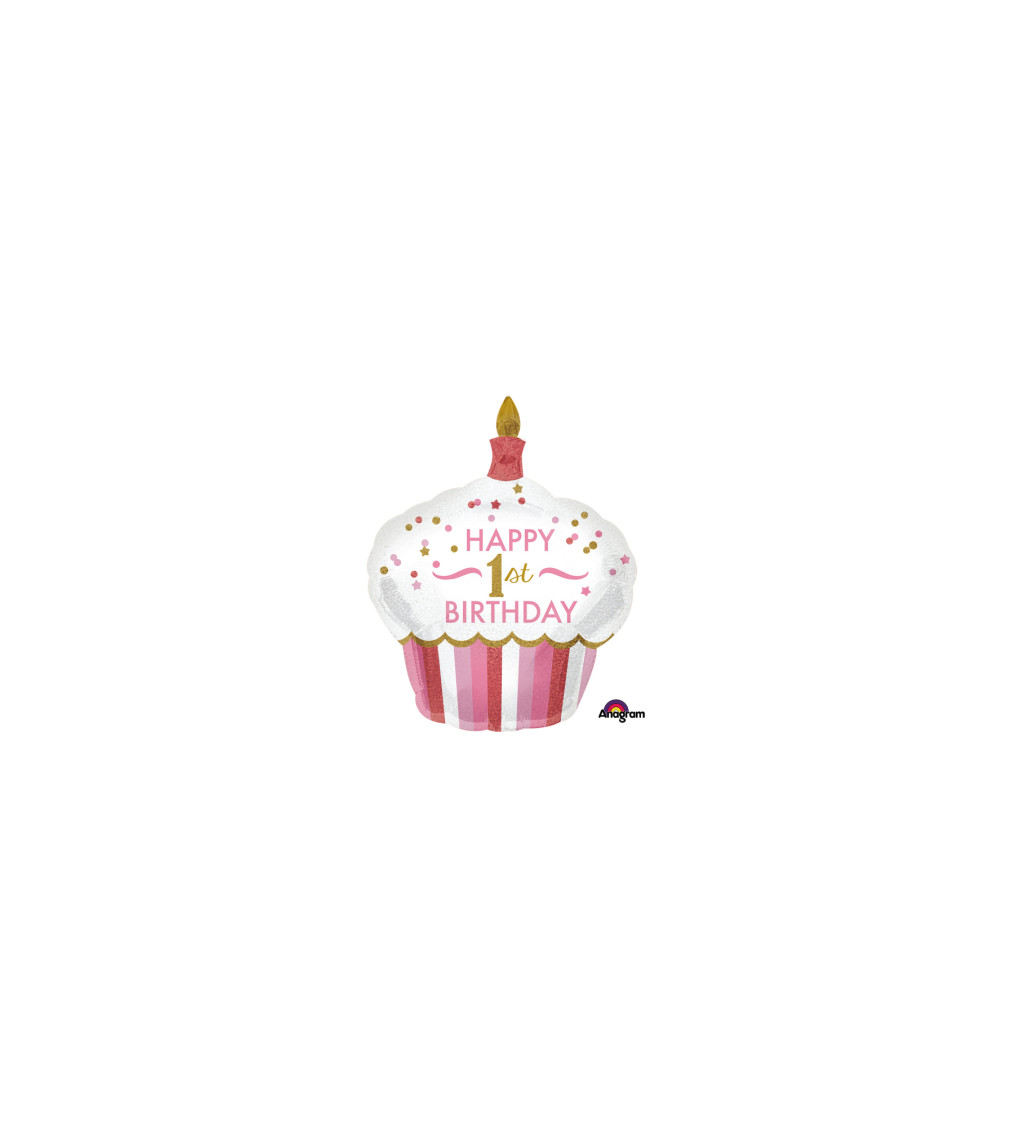 Balónek happy birthday - Cupcake