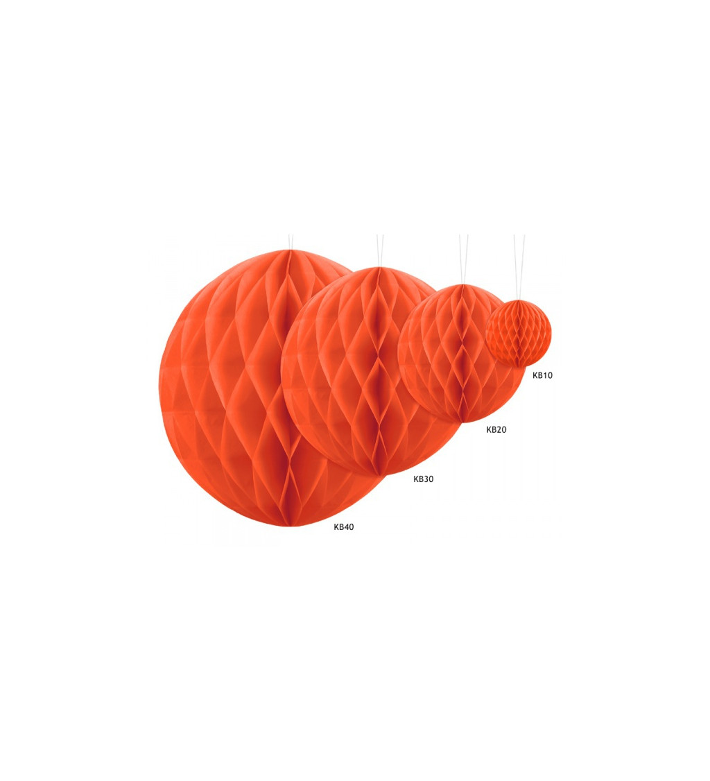 Koule papírová - 20 cm, Oranžová