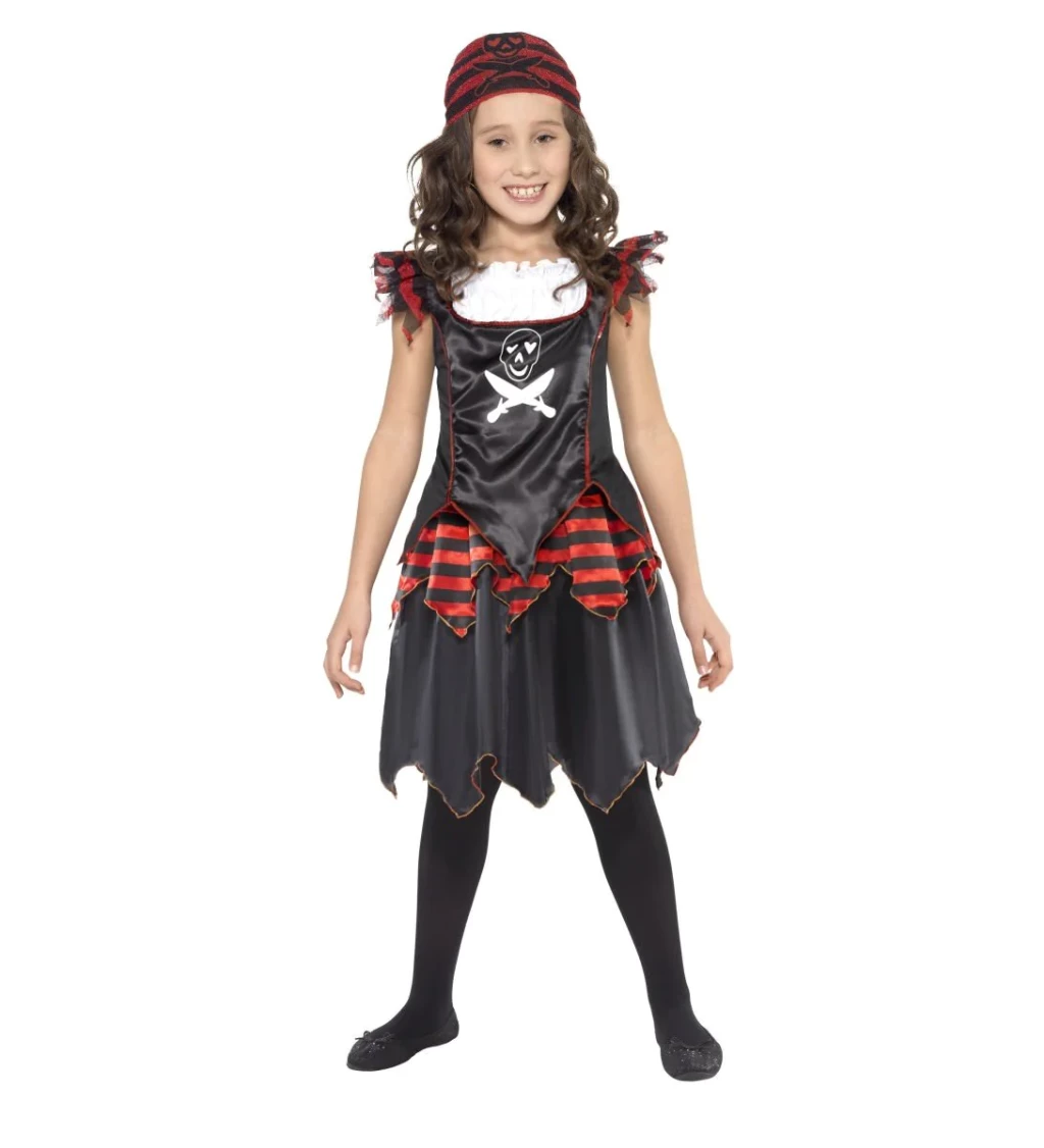 Dětský kostým pro dívky - Pirátka černá