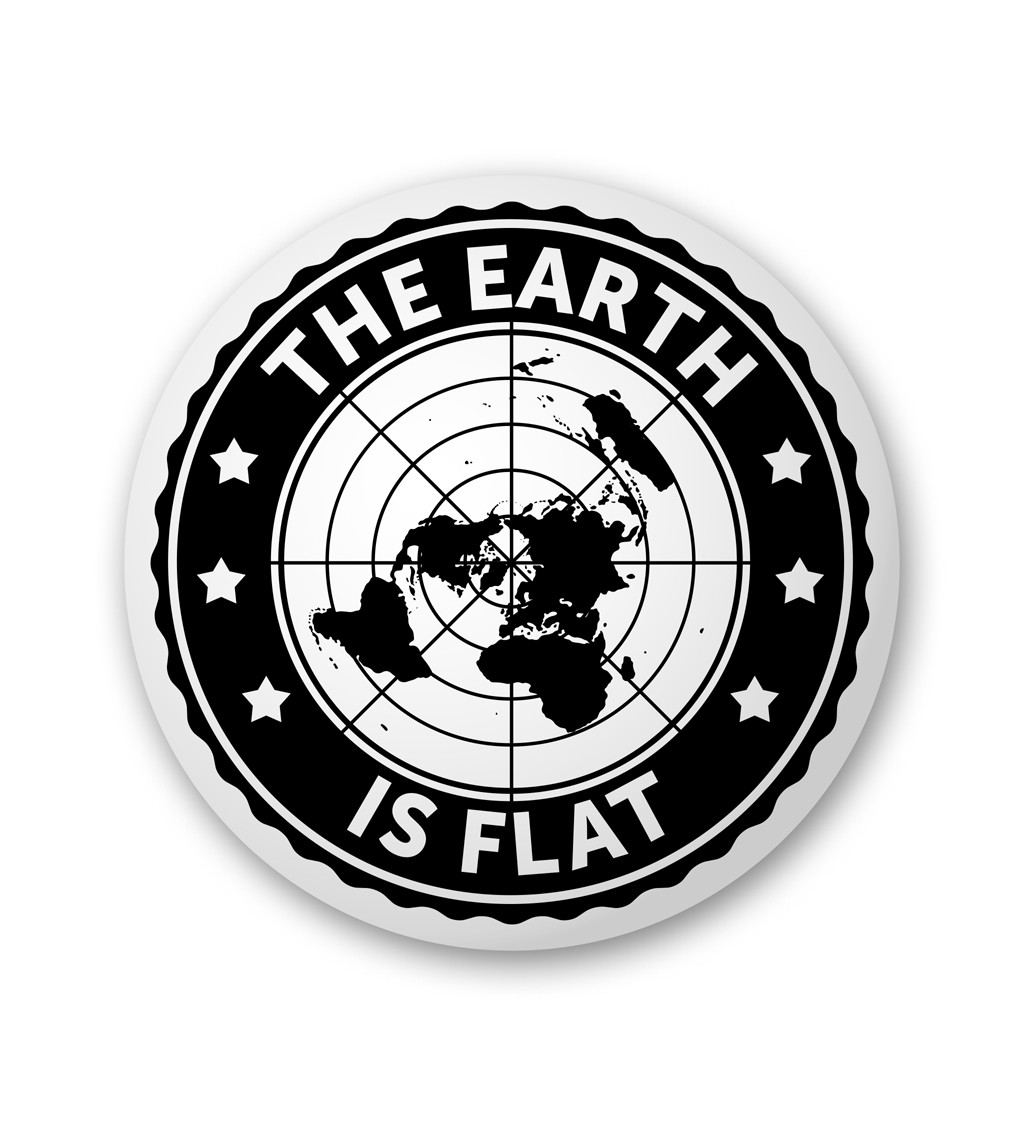 Placka s nápisem Flat Earth