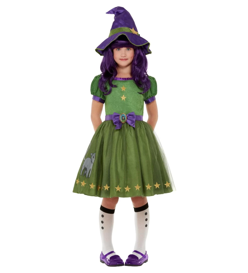 Dětský kostým zelená čarodějka
