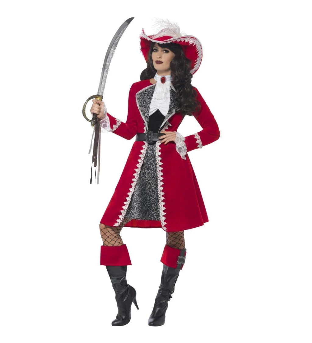 Kostým pro ženy - Červená kapitánka deluxe