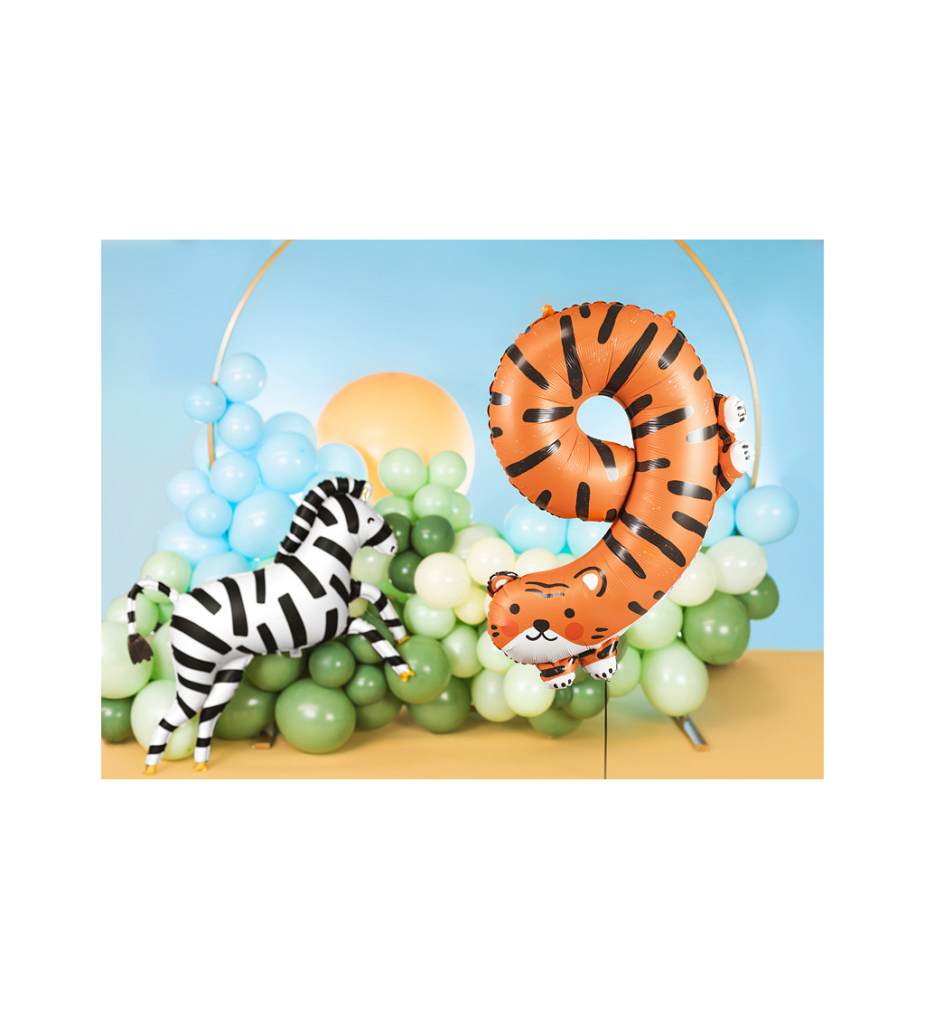 Fóliový balónek číslo 9 - tygr