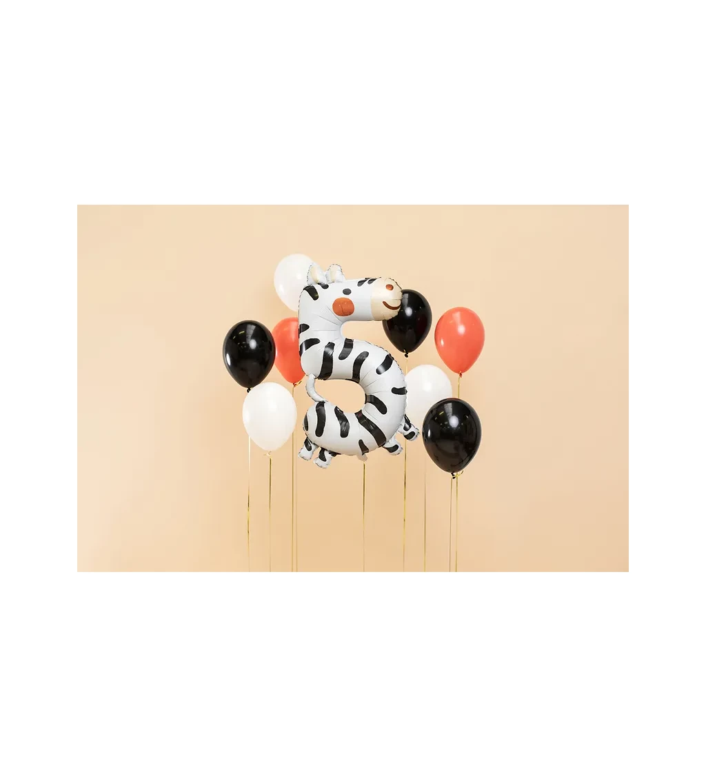 Fóliový balónek číslo 5 - zebra