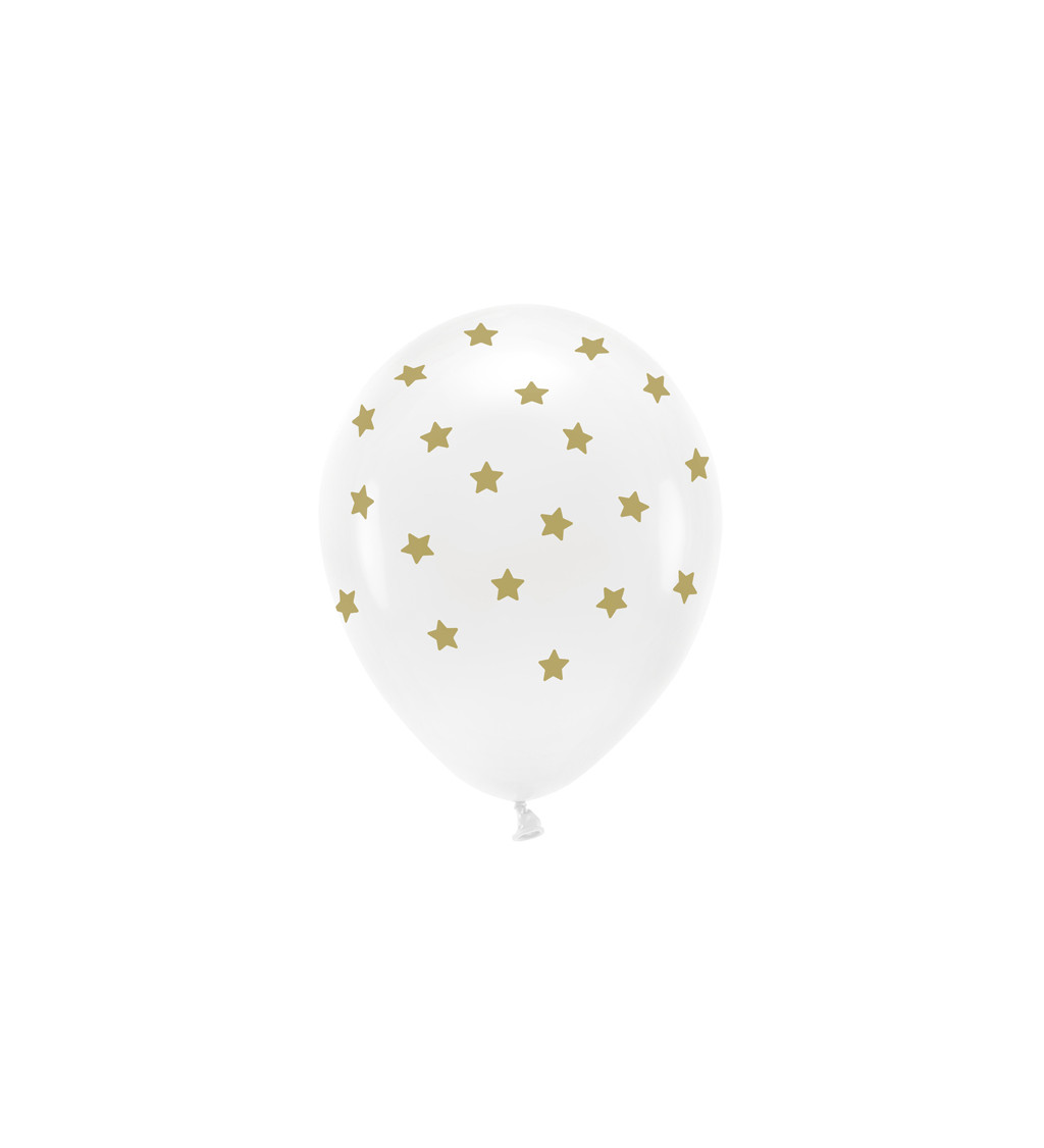 Bílý balónek - zlaté hvězdy