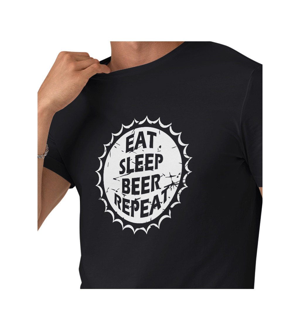 Pánské triko černé - Eat sleep beer repeat