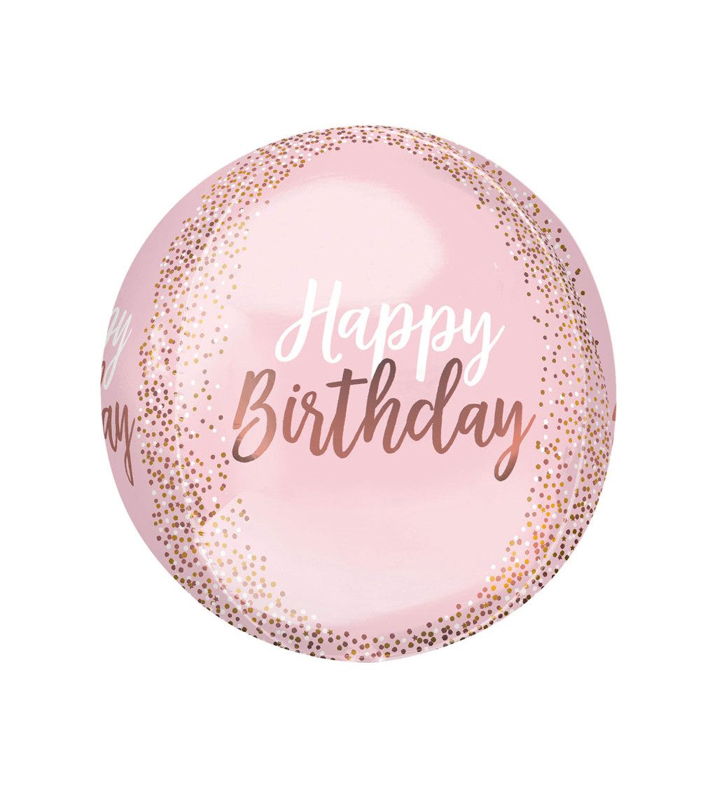 Růžový balónek happy birthday