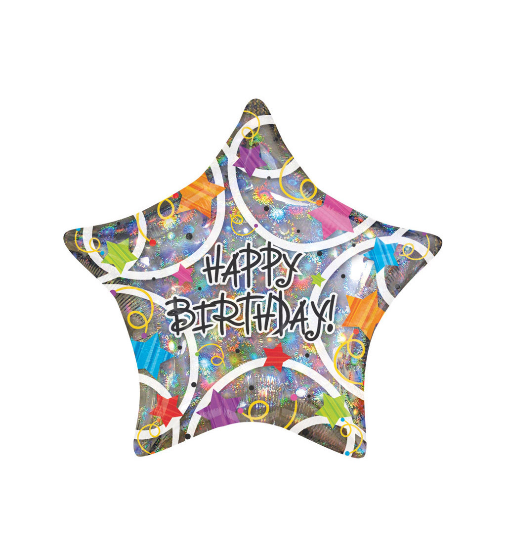 Happy birthday hvězda - fóliový balón