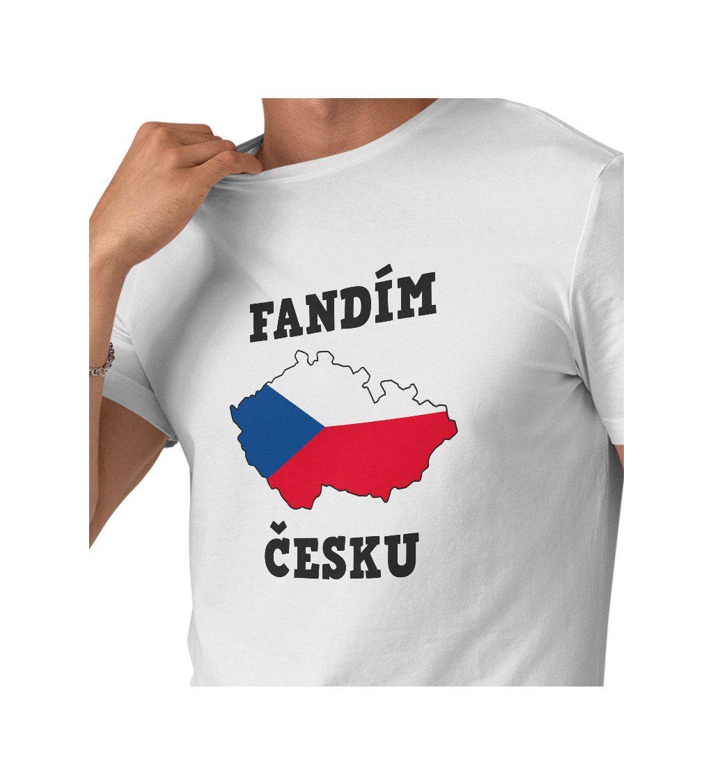 Pánské triko bílé Fandím česku