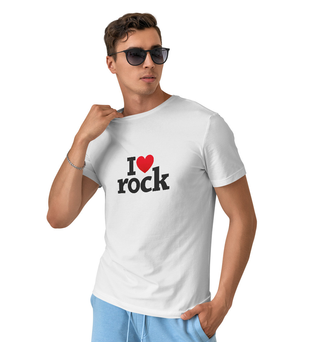 Pánské triko bílé I love rock