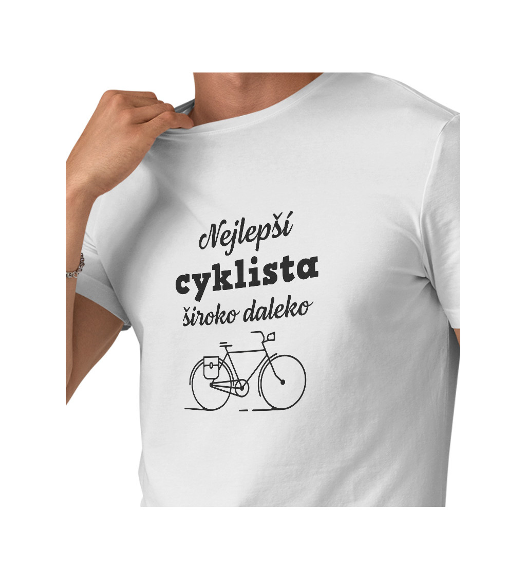Pánské tričko bílé Nejlepší cyklista široko daleko