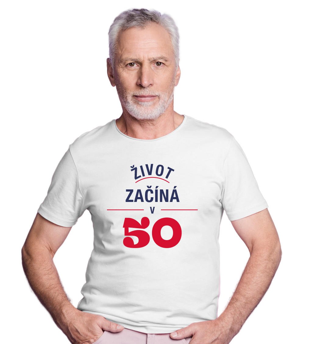 Pánské tričko bílé Život začíná v 50