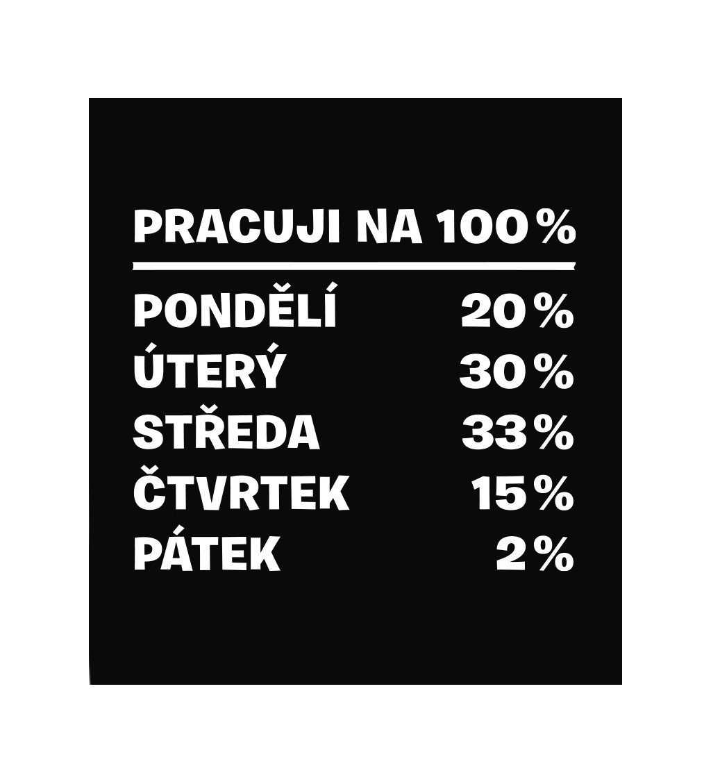 Dámské tričko černé Pracuji na 100%