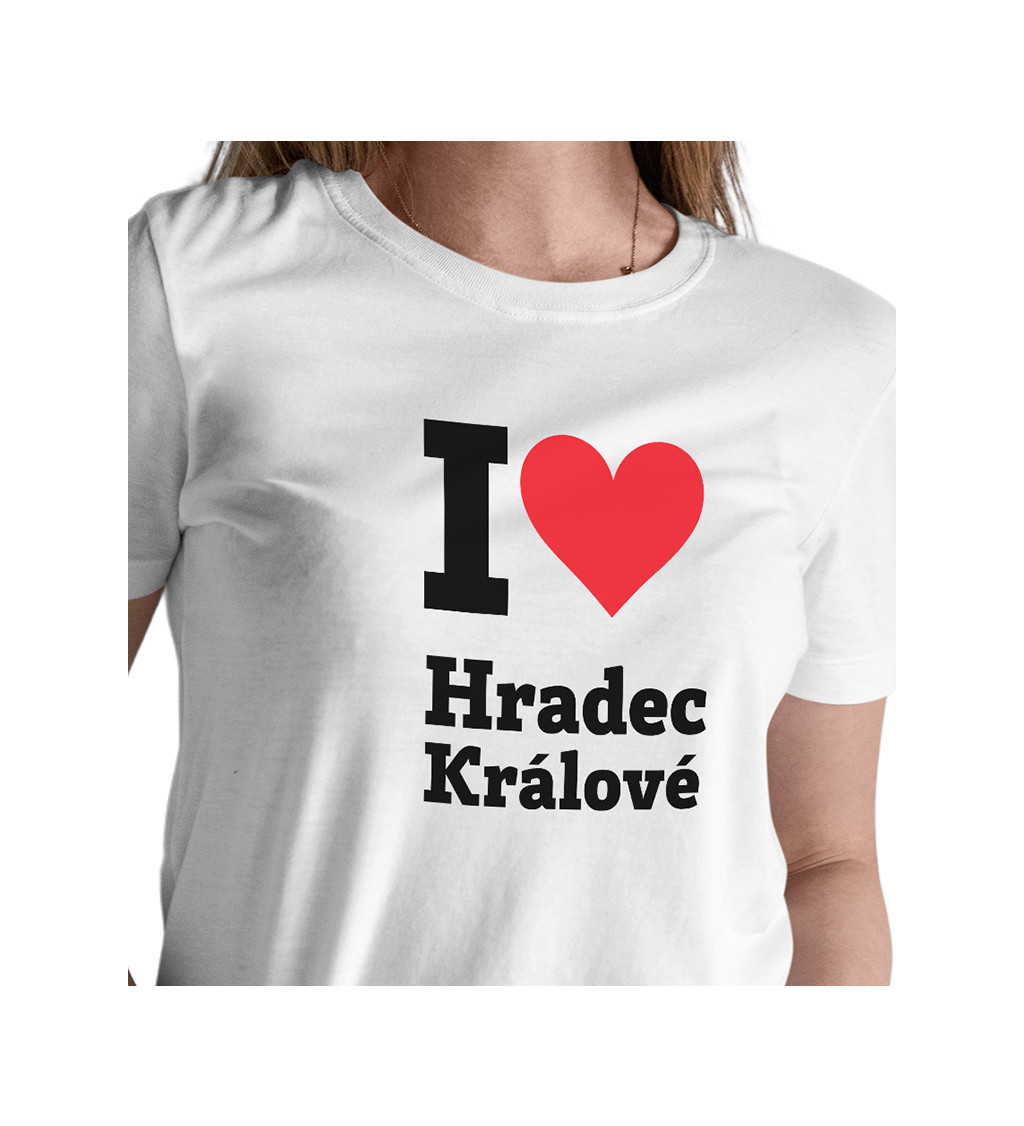 Dámské bílé triko I love Hradec Králové
