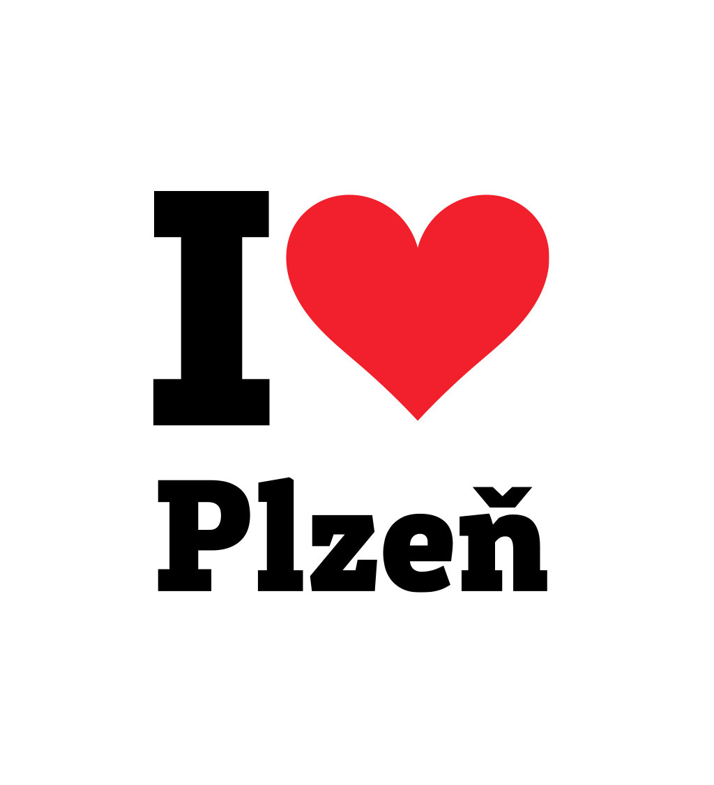 Pánské bílé triko I love Plzeň