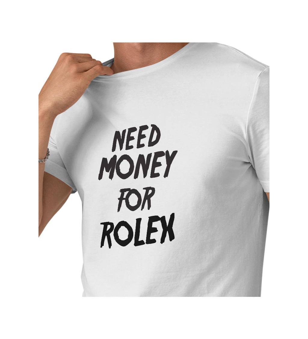 Pánské tričko bílé Need money for Rolex