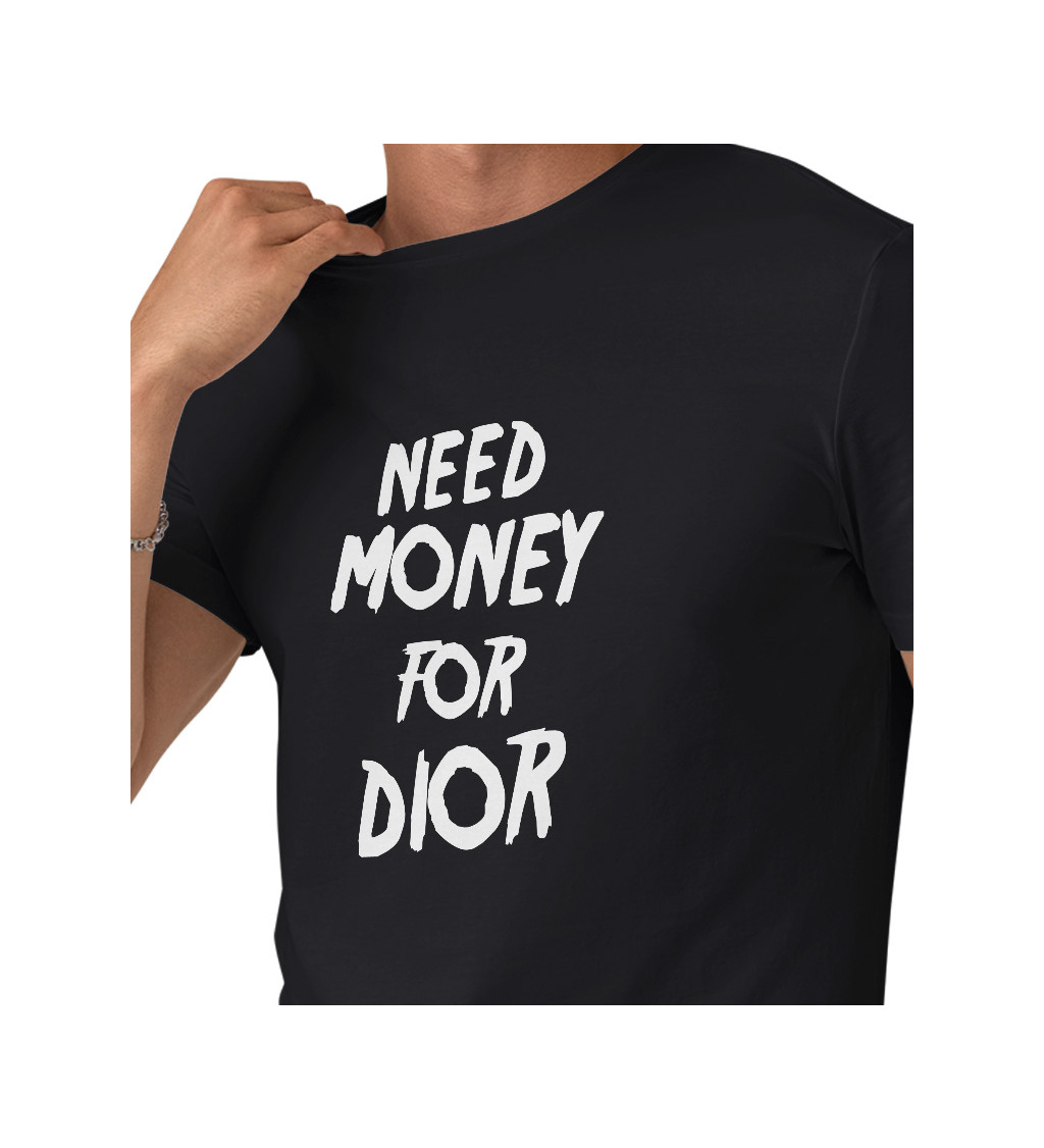 Pánské tričko černé Need money for Dior