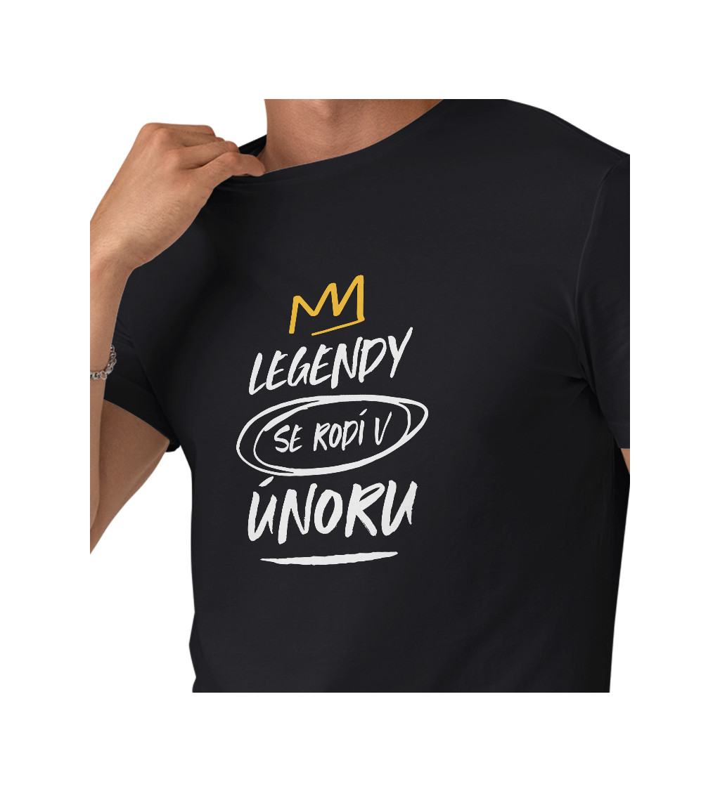 Pánské tričko černé Legendy se rodí v únoru