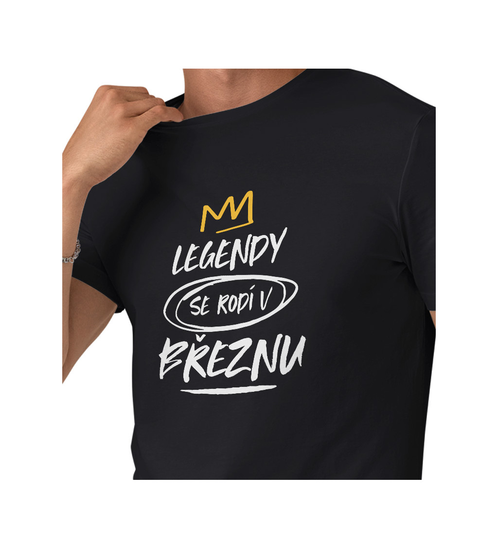 Pánské tričko černé Legendy se rodí v březnu