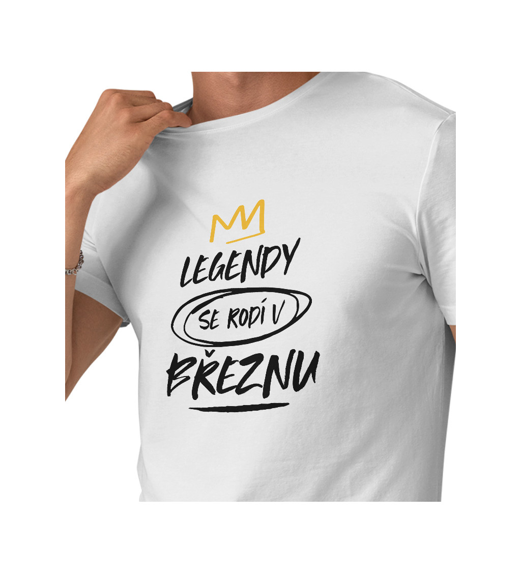 Pánské tričko bílé Legendy se rodí v březnu