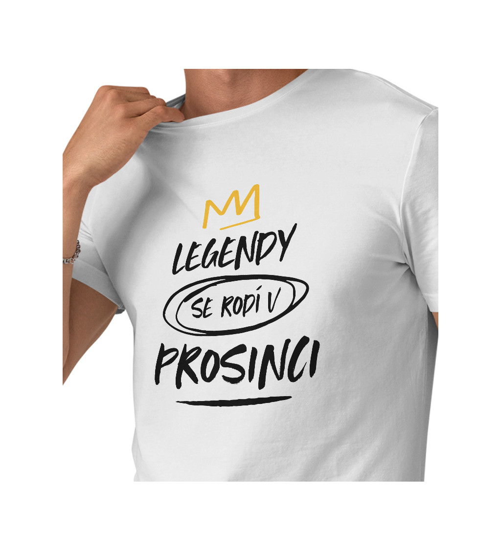 Pánské tričko bílé Legendy se rodí v prosineci