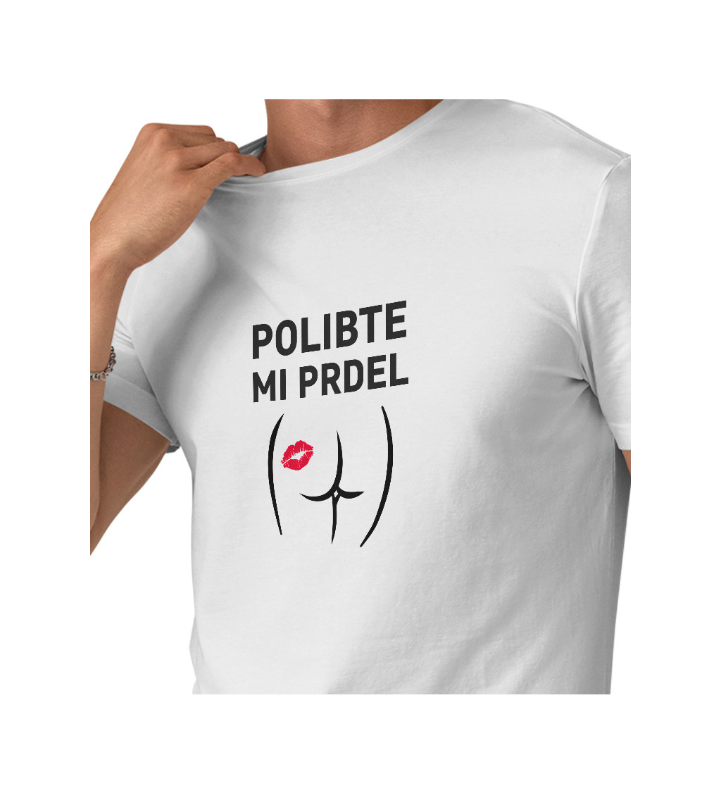 Pánské tričko bílé Polibte mi prdel