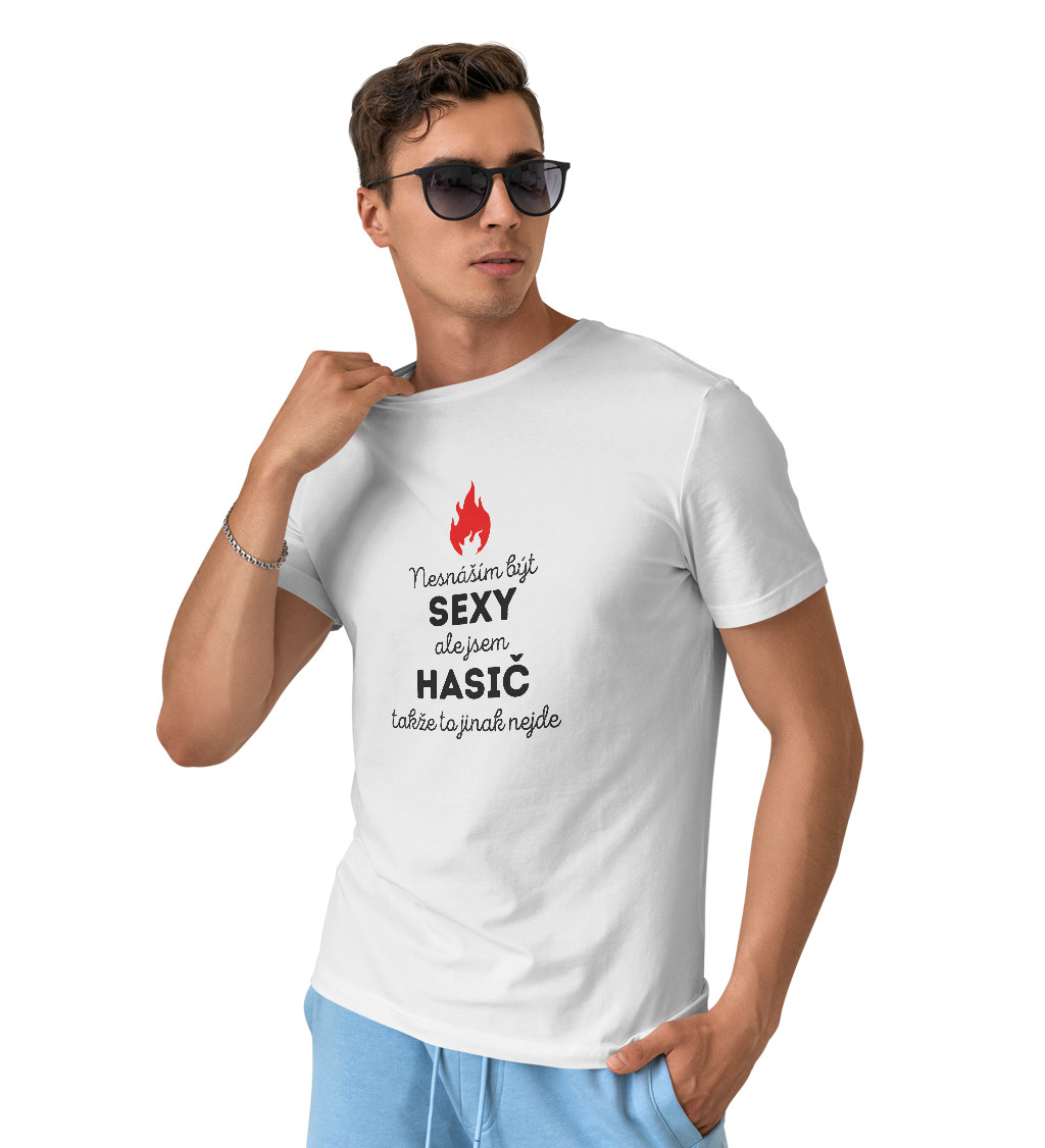 Pánské tričko bílé Sexy hasič
