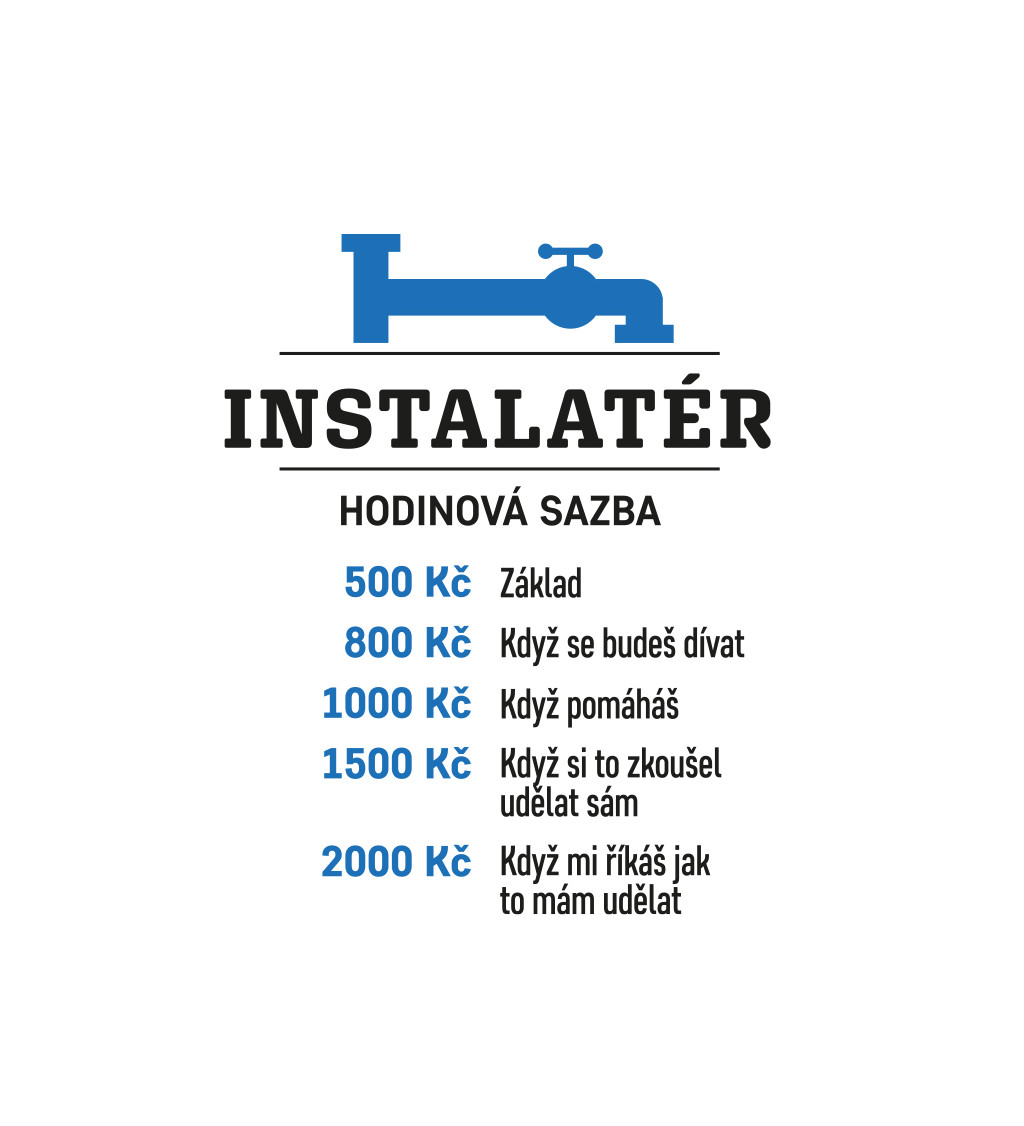 Pánské tričko bílé Instalatér