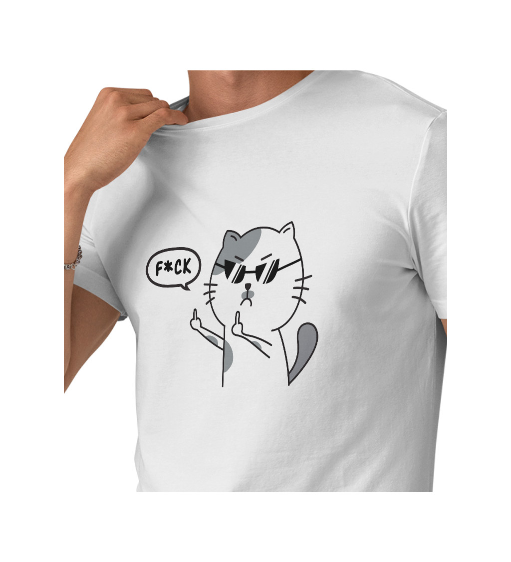 Pánské tričko bílé F*ck kočka