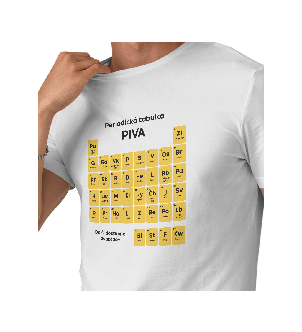 Pánské tričko bílé Periodická tabulka piva
