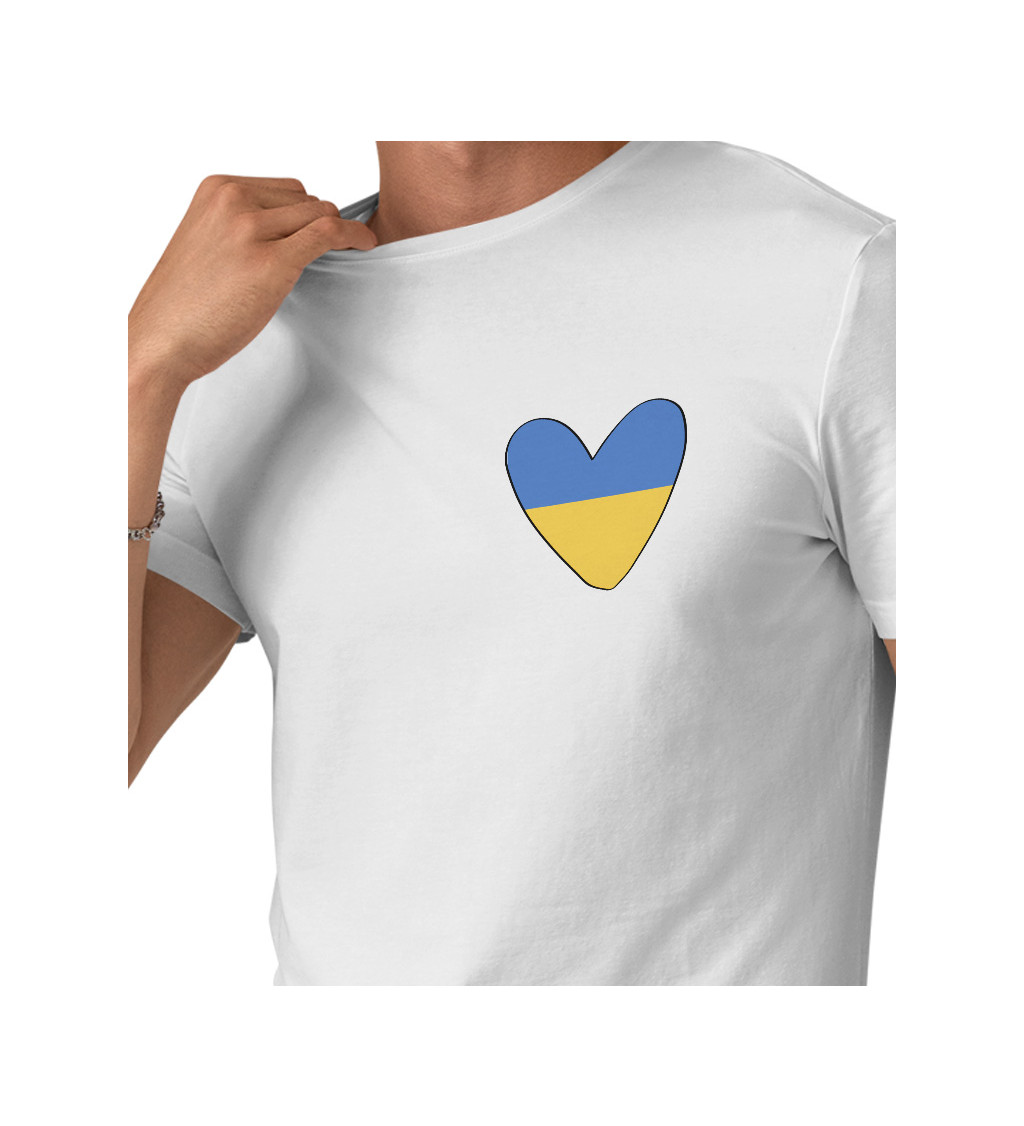 Pánské tričko bílé Srdce Ukrajina