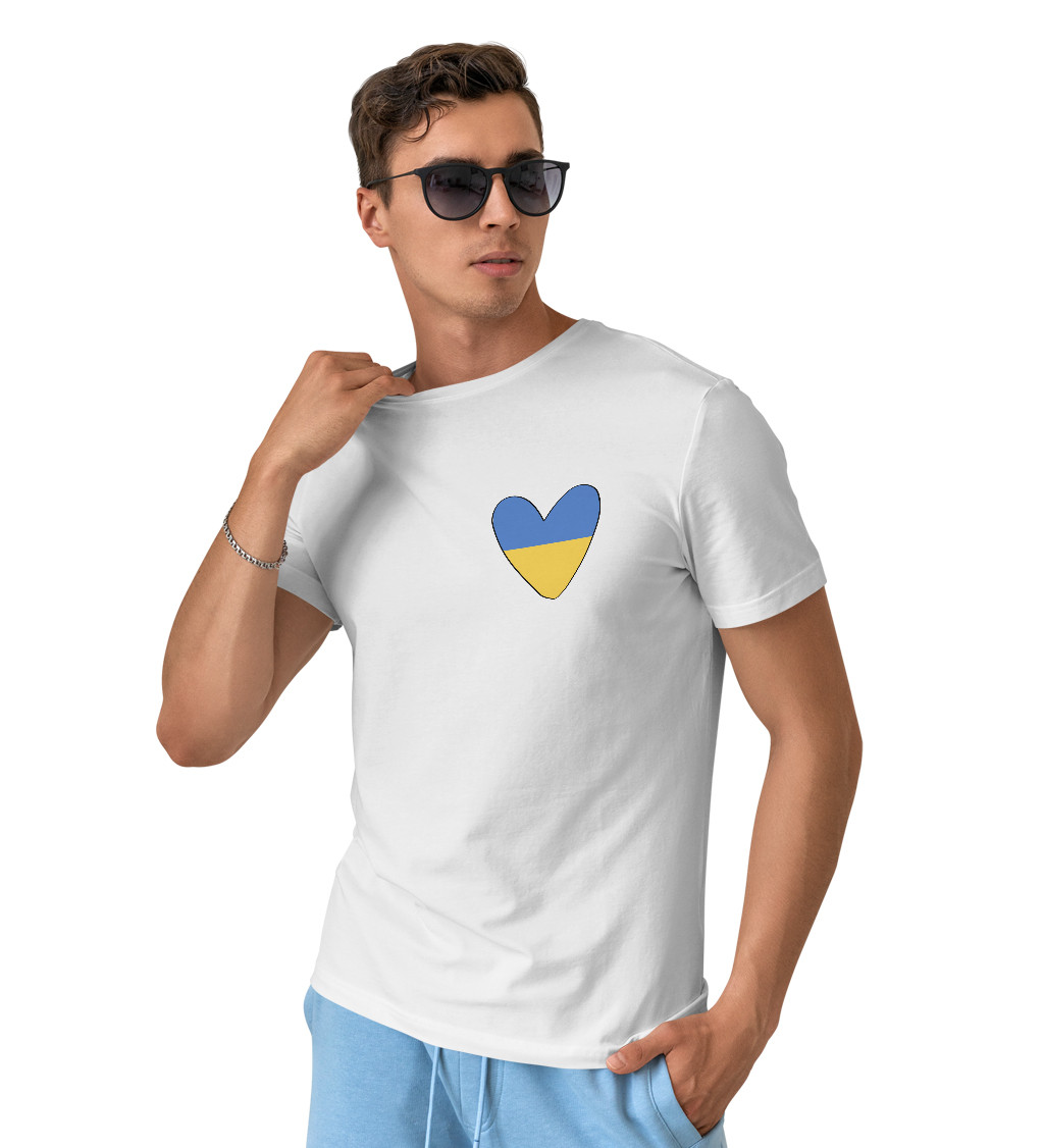 Pánské tričko bílé Srdce Ukrajina