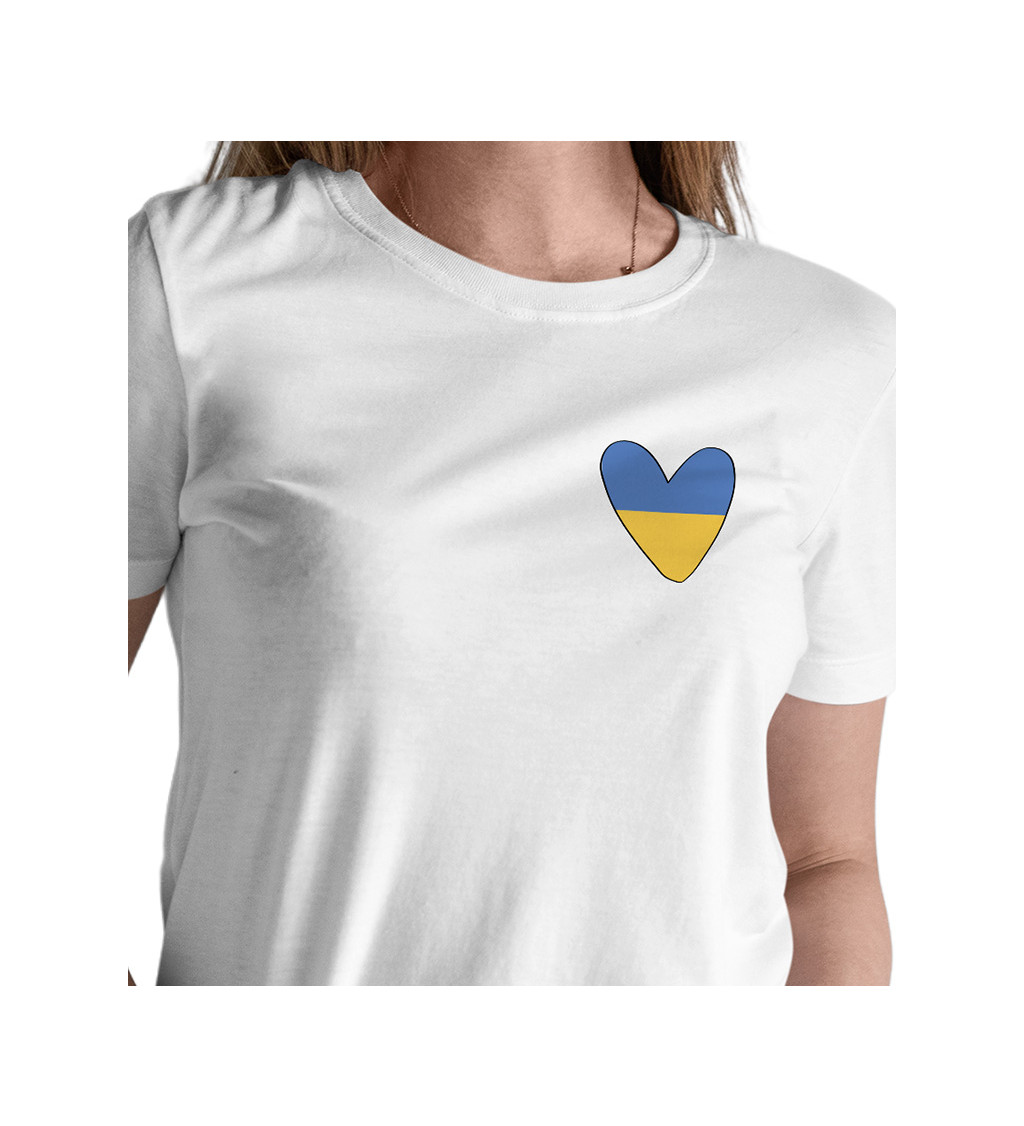 Dámské tričko bílé Srdce Ukrajina