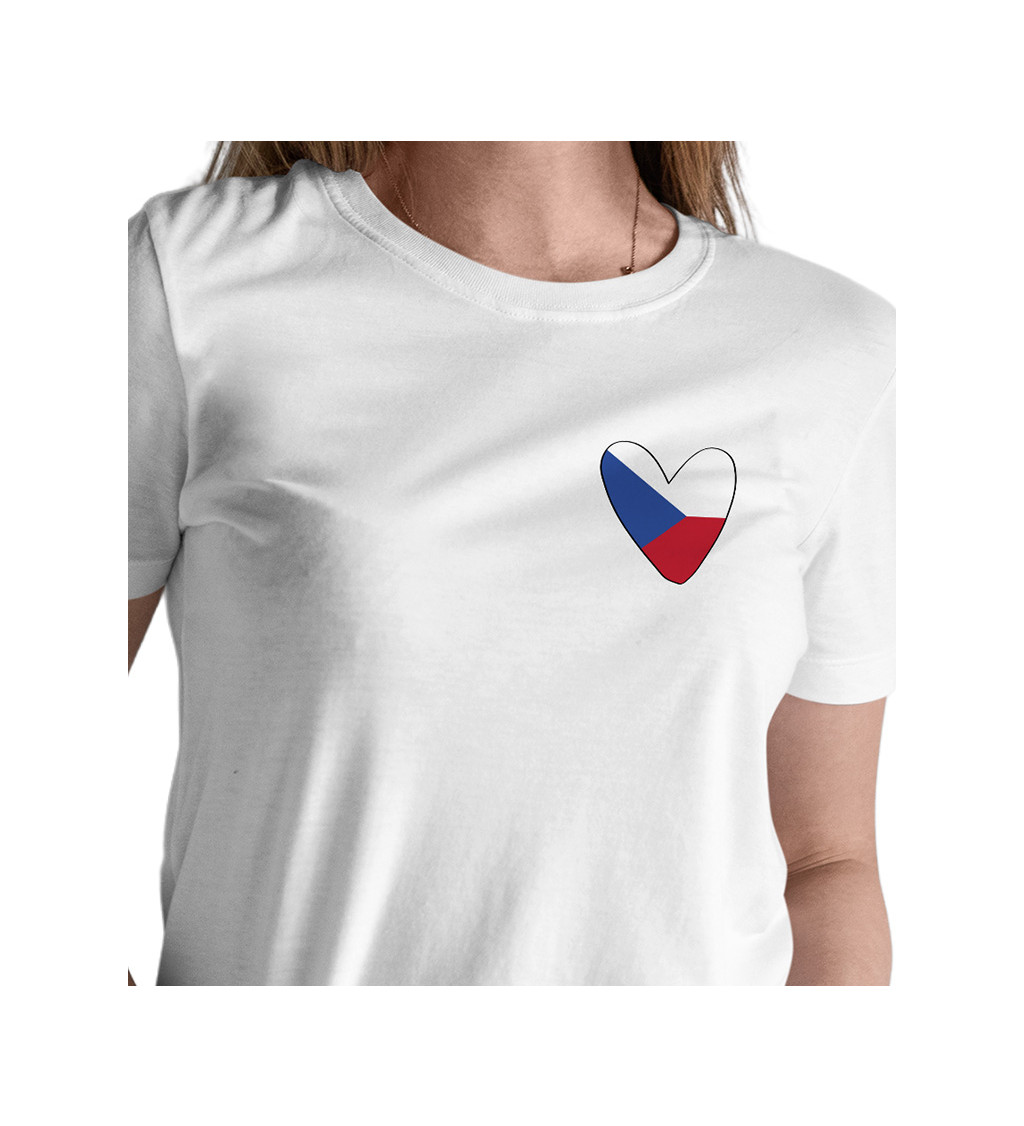 Dámské tričko bílé Srdce česko