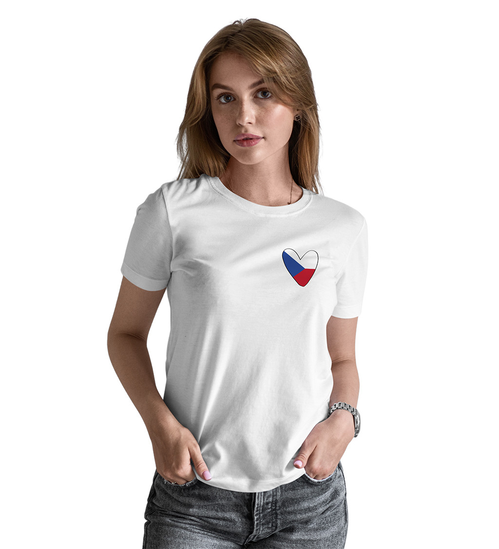 Dámské tričko bílé Srdce česko
