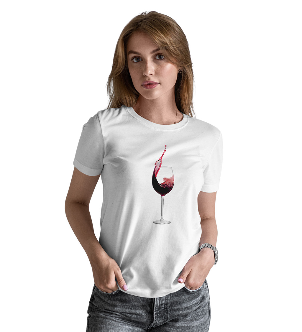 Dámské tričko bílé Sklenice vína