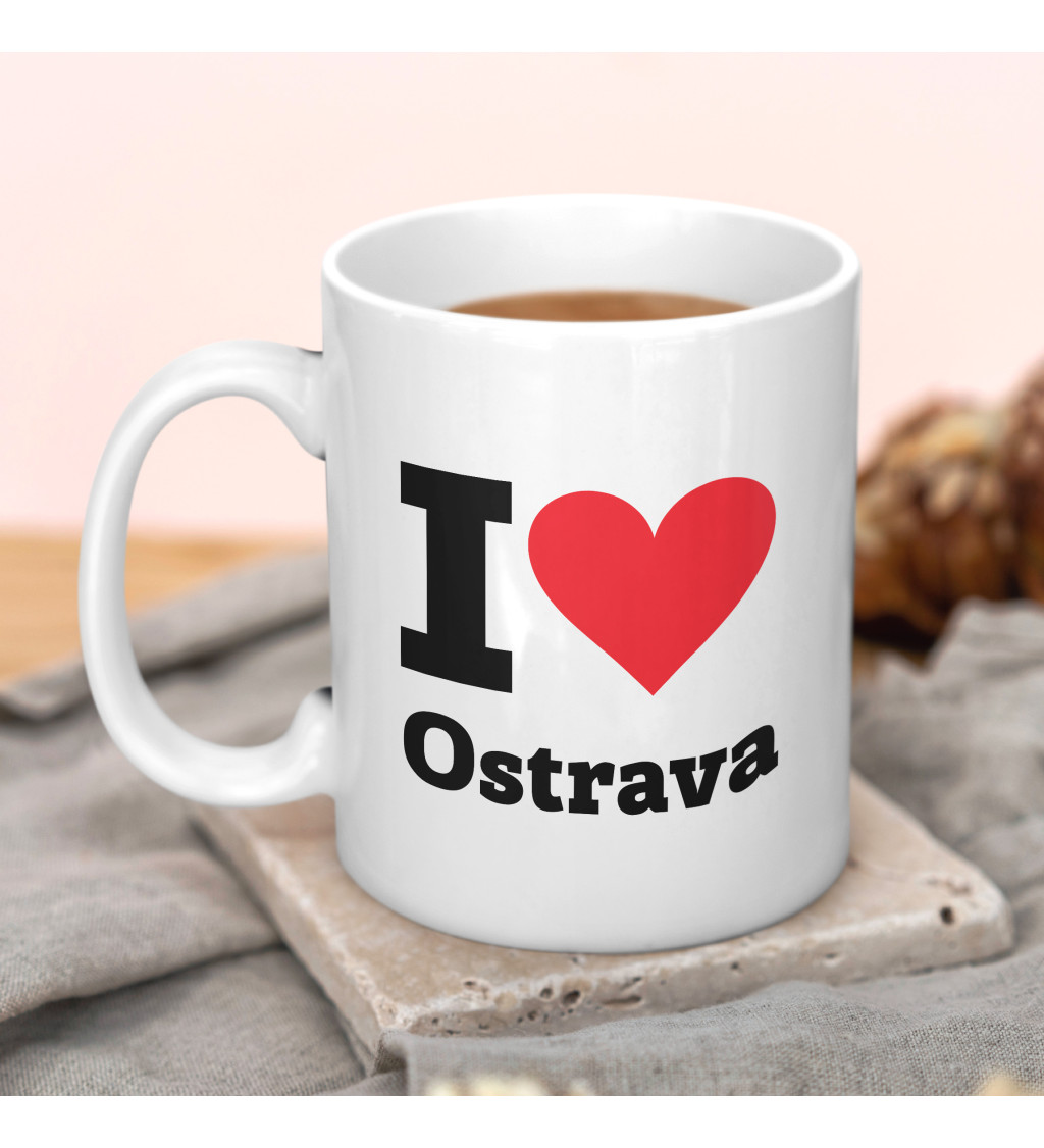 Hrnek s motivem I love Ostrava